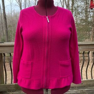 Chico’s hot pink wool zip up sweater.
